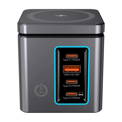 BlitzWolf BW-i113 Max tmavě šedá GaN USB-A 3xUSB-C 105W síťová nabíječka