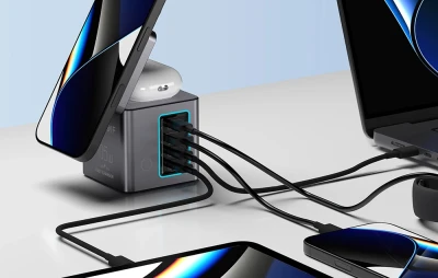 BlitzWolf BW-i113 Max tmavě šedá GaN USB-A 3xUSB-C 105W síťová nabíječka