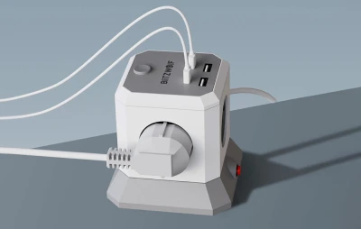 BlitzWolf BW-EC1 bílo-šedá 4xAC 2xUSB-A 2xUSB-C prodlužovací zásuvka