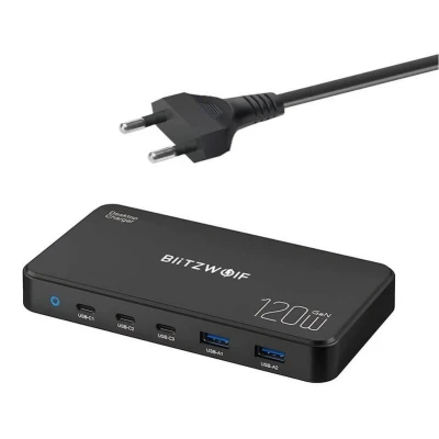 BlitzWolf BW-i100 černá 5v1 120W nabíjecí stanice