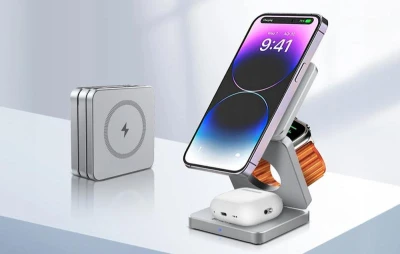 BlitzWolf 3in1 BW-IW30 stříbrná bezdrátová nabíječka