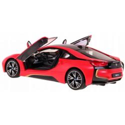 BMW i8 1:14, RASTAR, licence, LED, metalický lak, dálkové otevírání dveří, červené (VÝPRODEJ)