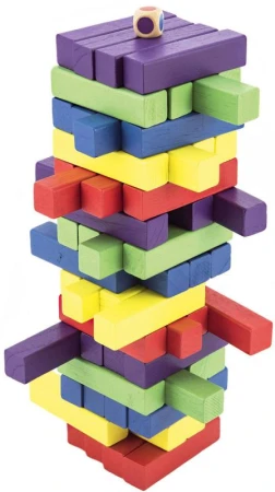 Bonaparte DŘEVO Hra věž Jenga barevná 60 dílků (společenská hra)