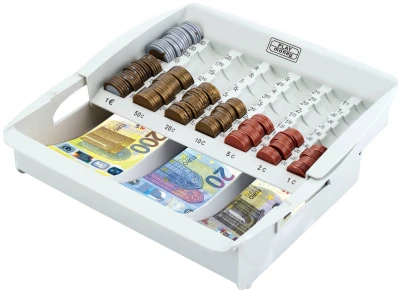 Box na peníze organizér na euro mince a bankovky dětská eura