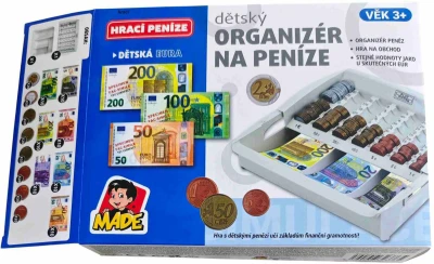 Box na peníze organizér na euro mince a bankovky dětská eura