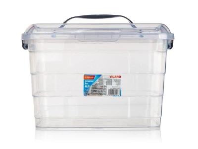BRILANZ Box úložný VILARD 8,5l,31x24x21cm,vieko,klip,úchyt,PH DYM/TRA