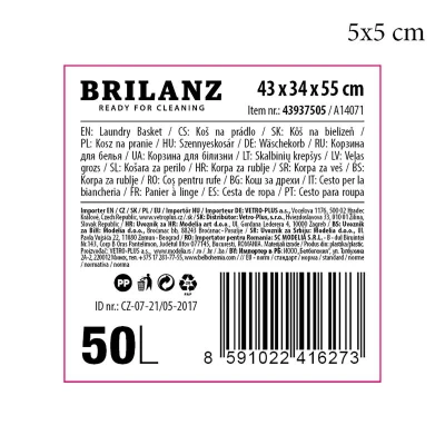 BRILANZ Koš na špinavé prádlo ratan 50l 55x43x34cm PH KRÉM