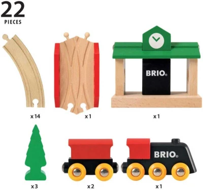 Brio DREVO Baby vláčiková dráha osmička Classic set s doplnkami 22ks