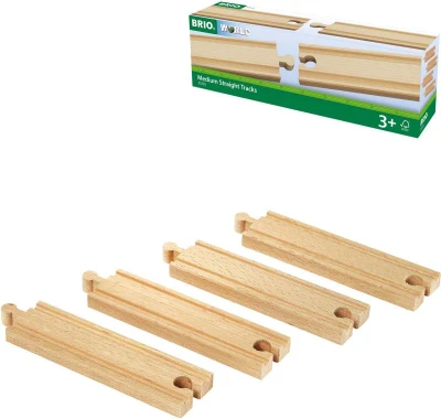 Brio DŘEVO Kolej rovná střední set 4ks doplněk k vláčkodráze Brio DŘEVO Kolej rovná střední set 4ks doplněk k vláčkodráze