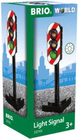 Brio DŘEVO Semafor světelný 14cm na baterie v krabici Světlo