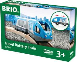 Brio DŘEVO Set elektrická vlaková souprava + figurka strojvedoucí na baterie