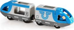 Brio DŘEVO Set elektrická vlaková souprava + figurka strojvedoucí na baterie