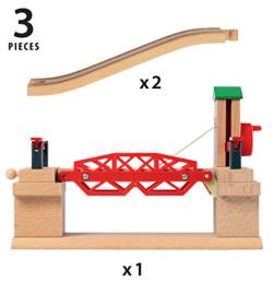 Brio DŘEVO Set most železniční s výtahem + 2 koleje rozšíření k vláčkodráze