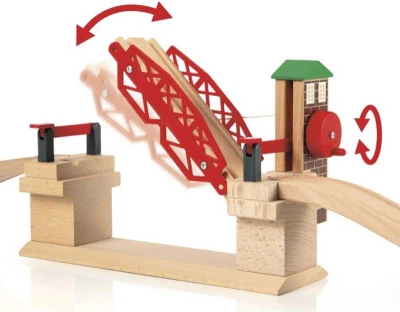 Brio DŘEVO Set most železniční s výtahem + 2 koleje rozšíření k vláčkodráze