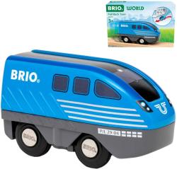 Brio DŘEVO Vláček modrá mašinka zpětný chod doplněk k vláčkodráze