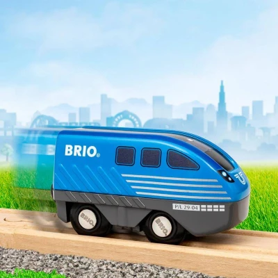 Brio DREVO Vláčik modrá mašinka spätný chod doplnok k vláčikovej dráhe