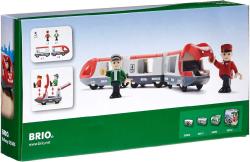 Brio DŘEVO Vlak osobní s vagonky set 5ks se 2 panáčky v krabici