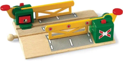 Brio DŘEVO Železniční přejezd magnetický se závorami doplněk k vláčkodráze