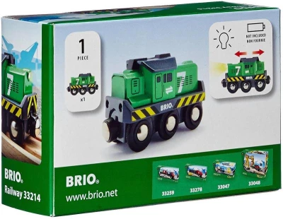 Brio Lokomotiva elektrická nákladní vláček na baterie Světlo kov