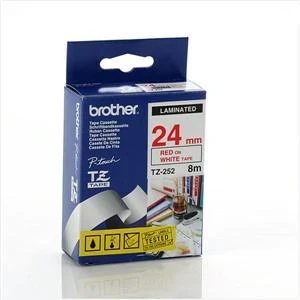 Brother - TZe-252, bílá / červená - 1 ks (24mm, laminovaná) Brother - TZe-252, bílá / červená - 1 ks (24mm, laminovaná)