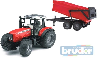 Bruder 02045 (2045) Traktor MASSEY FERGUSON + sklapěcí vůz - červený Bruder 02045 (2045) Traktor MASSEY FERGUSON + sklapěcí vůz - červený