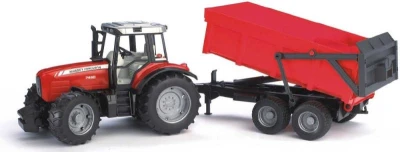 Bruder 02045 (2045) Traktor MASSEY FERGUSON + sklapěcí vůz - červený