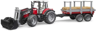 Bruder 02046 (2046) Set traktor nakladač Massey Ferguson 7480 + přepravník s kládami Bruder 02046 (2046) Set traktor nakladač Massey Ferguson 7480 + přepravník s kládami