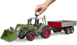 Bruder 02182 Traktor Fendt Vario 211 s nakladačem + přívěs model 1:16