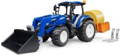 Bruder 02187 Traktor New Holland T5 + plošina, balík, čelní nakladač