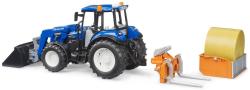 Bruder 02187 Traktor New Holland T5 + plošina, balík, čelní nakladač
