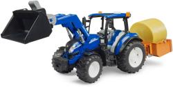 Bruder 02187 Traktor New Holland T5 + plošina, balík, čelní nakladač