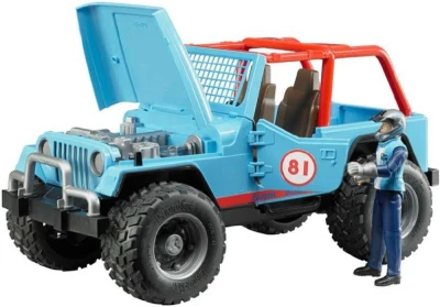 Bruder 02541 Auto jeep terénní Cross Country modrý set s figurkou a doplňky