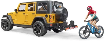 Bruder 02543 Auto Jeep Wrangler Rubicon Unlimited set s kolem a cyklistou