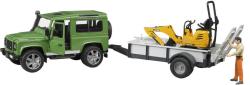 Bruder 02593 Auto Land Rover Defender s přepravníkem a mikrobagrem JBC