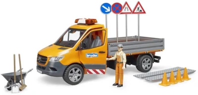 Bruder 02677 Auto Mercedes Benz Sprinter silničáři s doplňky na baterie Světlo Zvuk