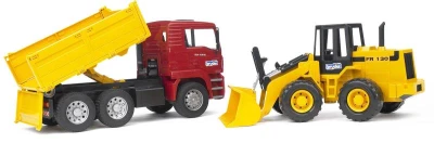Bruder 02752 Auto MAN TGA nákladní sklápěčka + čelní nakladač FR130 plast