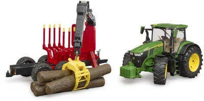 Bruder 03154 John Deere 7R 350 set s přepravníkem na dřevo a 4 kládami