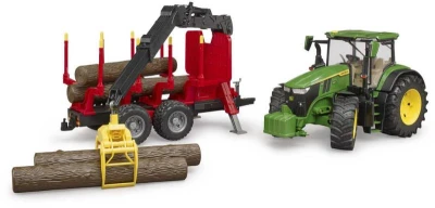 Bruder 03154 John Deere 7R 350 set s přepravníkem na dřevo a 4 kládami