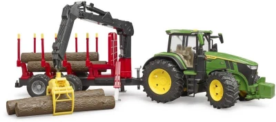 Bruder 03154 John Deere 7R 350 set s přepravníkem na dřevo a 4 kládami