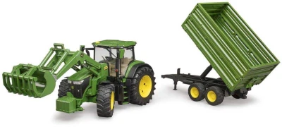Bruder 03155 Traktor John Deere 7R 350 set s čelním nakladačem a přívěsem