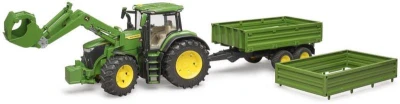 Bruder 03155 Traktor John Deere 7R 350 set s čelním nakladačem a přívěsem