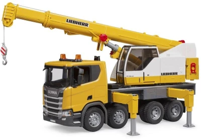 Bruder 03571 Scania 560R jeřáb Liebherr na baterie Světlo Zvuk model 1:16 plast