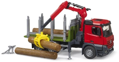 Bruder 03669 Auto MB Arocs nákladní s jeřábem na dřevo model 1:16 plast