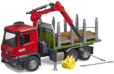 Bruder 03669 Auto MB Arocs nákladní s jeřábem na dřevo model 1:16 plast