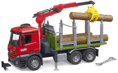 Bruder 03669 Auto MB Arocs nákladní s jeřábem na dřevo model 1:16 plast