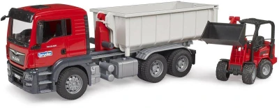 Bruder 03767 Auto MAN TGS LKW s kontejnerem + nakladač Schäffer model 1:16