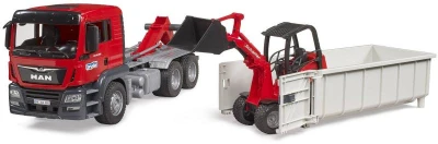 Bruder 03767 Auto MAN TGS LKW s kontejnerem + nakladač Schäffer model 1:16
