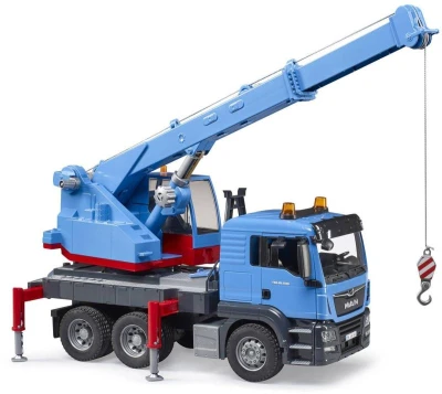 Bruder 03771 MAN TGS Autojeřáb modrý model 1:16 na baterie Světlo Zvuk