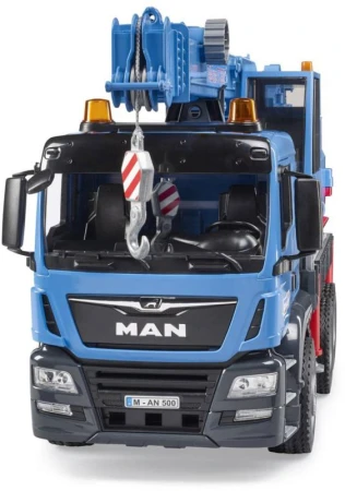 Bruder 03771 MAN TGS Autojeřáb modrý model 1:16 na baterie Světlo Zvuk