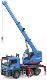Bruder 03771 MAN TGS Autojeřáb modrý model 1:16 na baterie Světlo Zvuk